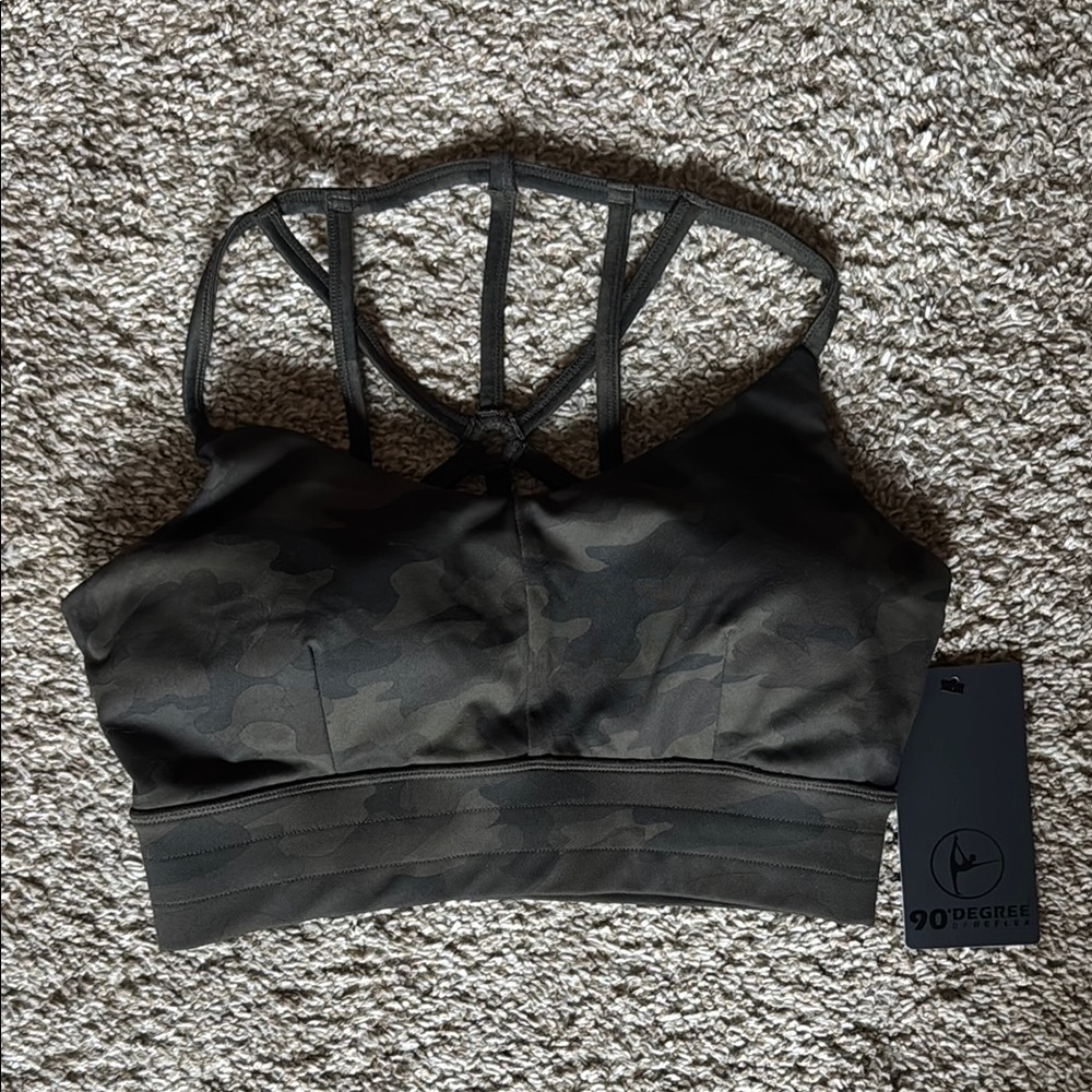 90 Degree By Reflex Camouflage Sports Bra - Dark Gray